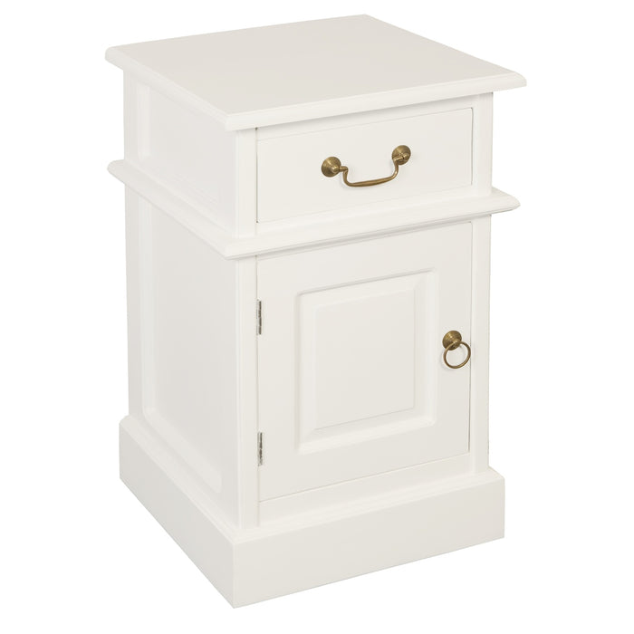 Tasmania 1 Solid Door 1 Drawer Bedside - Left (White)
