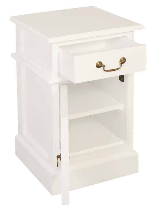 Tasmania 1 Solid Door 1 Drawer Bedside - Left (White)