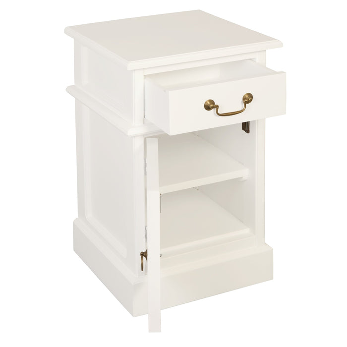 Tasmania 1 Solid Door 1 Drawer Bedside - Left (White)