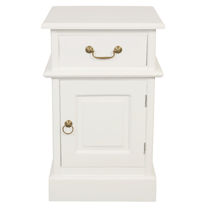 Tasmania 1 Solid Door 1 Drawer Bedside - Right (White)