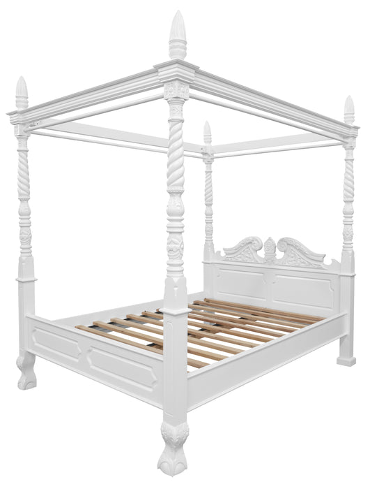 Jepara 4 Poster Queen Size Bed (White)