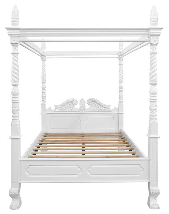 Jepara 4 Poster Queen Size Bed (White)