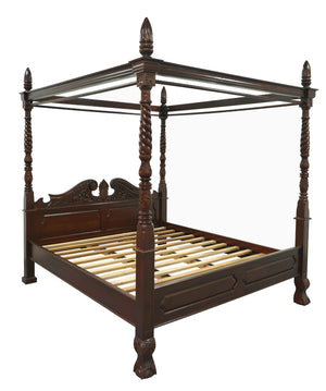 Jepara 4 Poster Queen Size Bed (Mahogany)