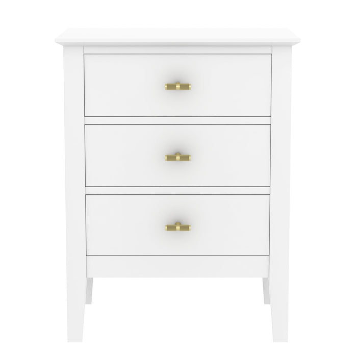 Harper 3 Drawer Side Table - White
