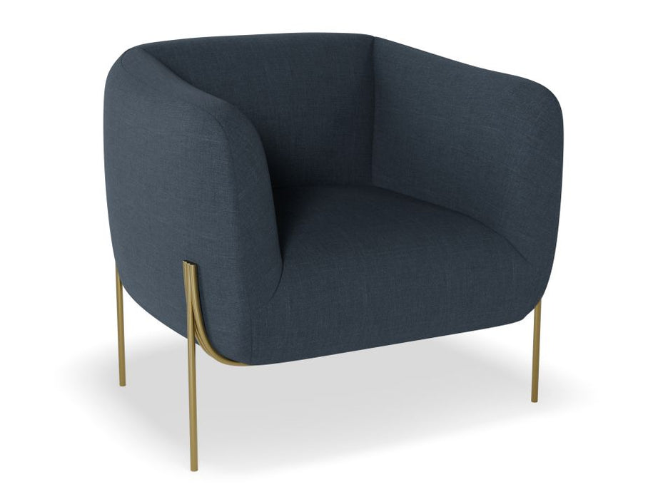 Belle Lounge Chair - Midnight Blue - Brushed Matt Bronze Legs