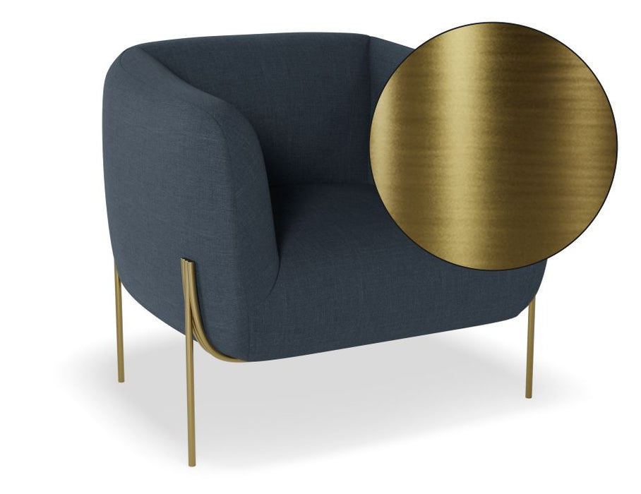 Belle Lounge Chair - Midnight Blue - Brushed Matt Bronze Legs