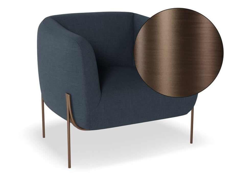 Belle Lounge Chair - Midnight Blue - Brushed Matt Gold Legs