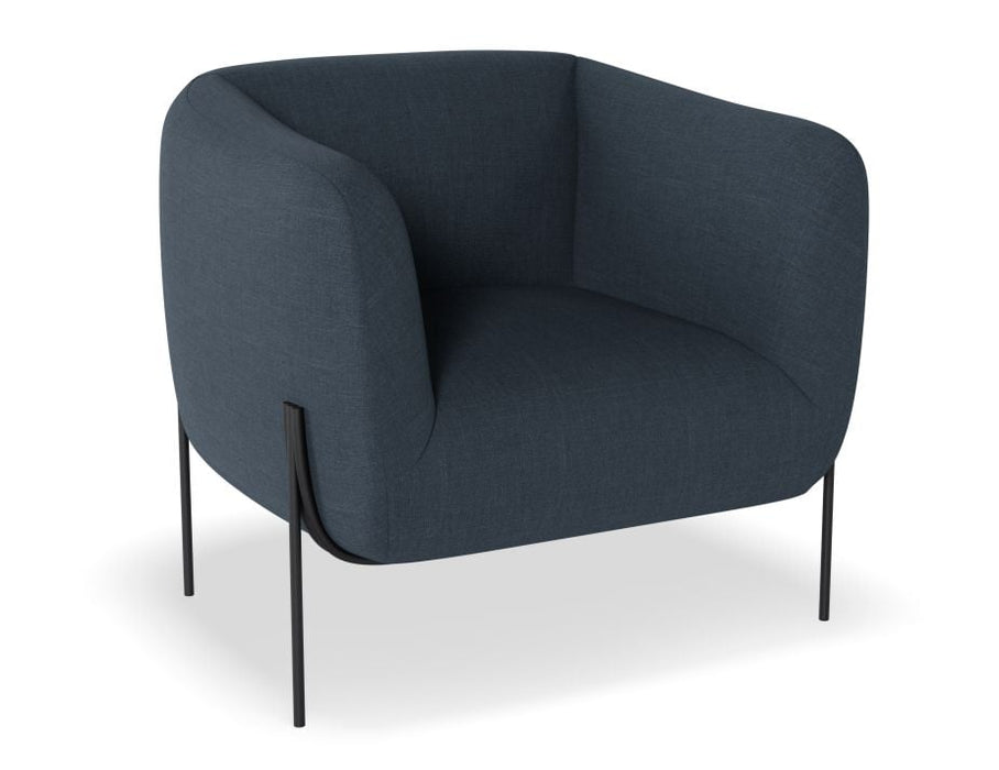 Belle Lounge Chair - Midnight Blue - Brushed Matt Gold Legs