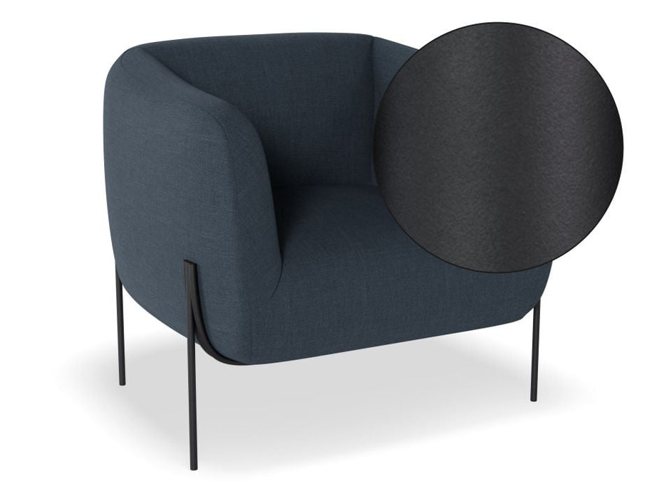 Belle Lounge Chair - Midnight Blue - Brushed Matt Gold Legs