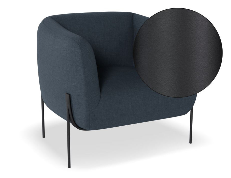 Belle Lounge Chair - Midnight Blue - Brushed Matt Bronze Legs