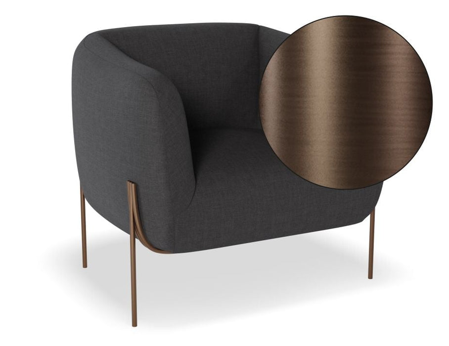 Belle Lounge Chair - Storm Grey - Brushed Matt Gold Legs