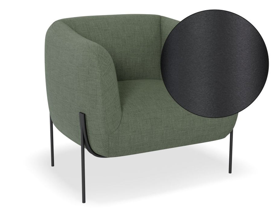 Belle Lounge Chair - Kelp Green - Matt Black Legs