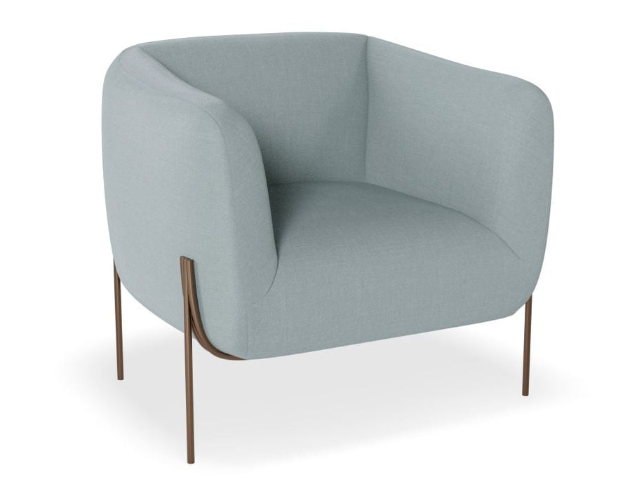 Belle Lounge Chair - Sky Blue - Brushed Matt Gold Legs