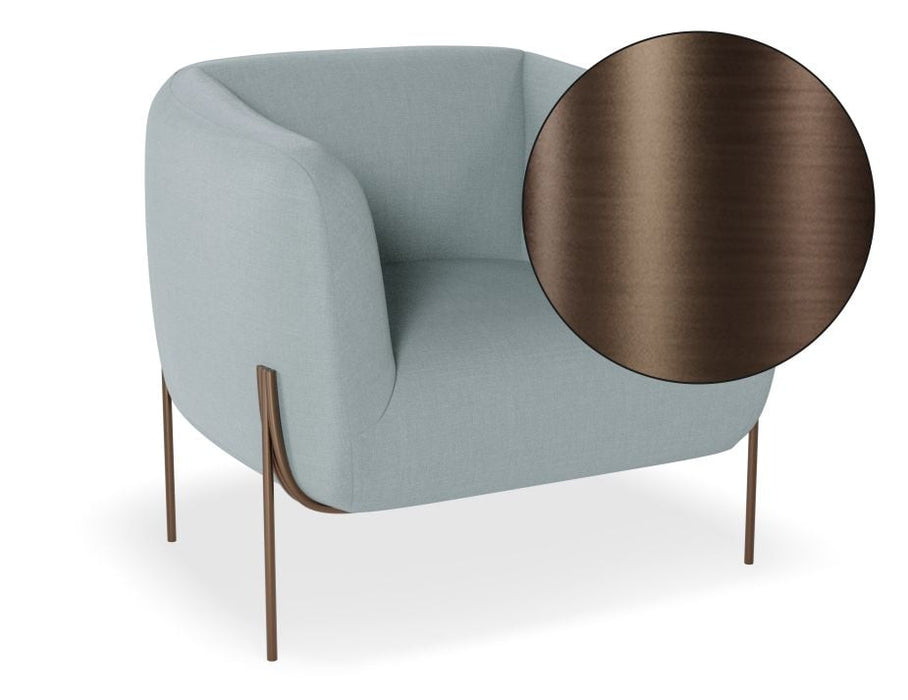 Belle Lounge Chair - Sky Blue - Brushed Matt Gold Legs