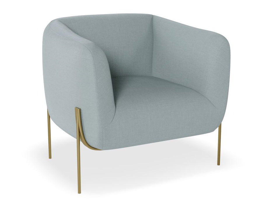 Belle Lounge Chair - Sky Blue - Brushed Matt Bronze Legs