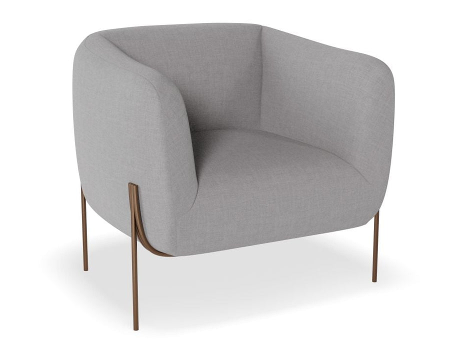 Belle Lounge Chair - Cloud Grey - Brushed Matt Gold Legs