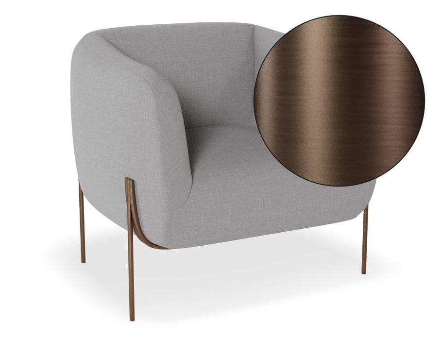 Belle Lounge Chair - Cloud Grey - Brushed Matt Gold Legs