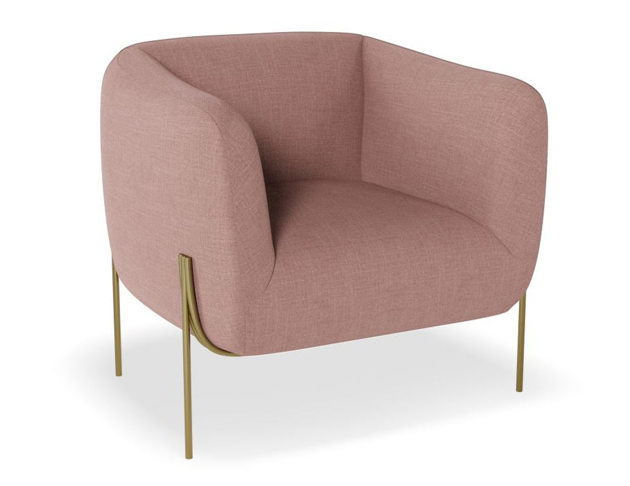 Belle Lounge Chair - Blush Pink - Brushed Matt Bronze Legs