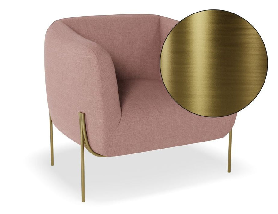 Belle Lounge Chair - Blush Pink - Brushed Matt Gold Legs