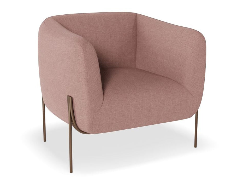 Belle Lounge Chair - Blush Pink - Brushed Matt Gold Legs