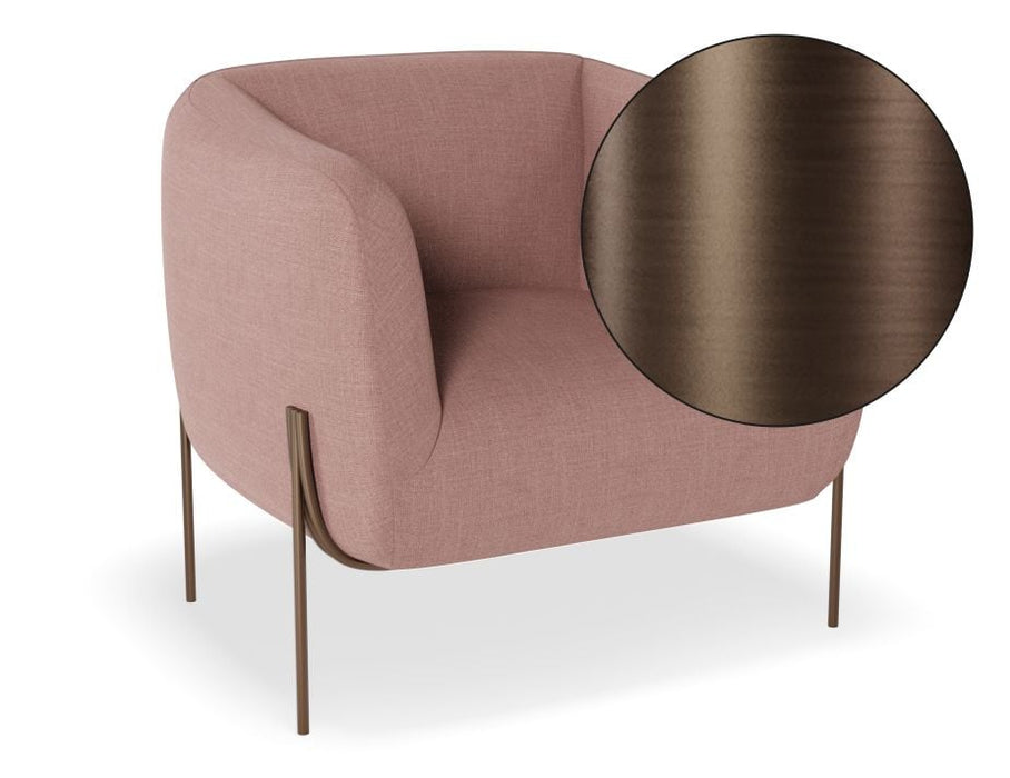 Belle Lounge Chair - Blush Pink - Brushed Matt Gold Legs