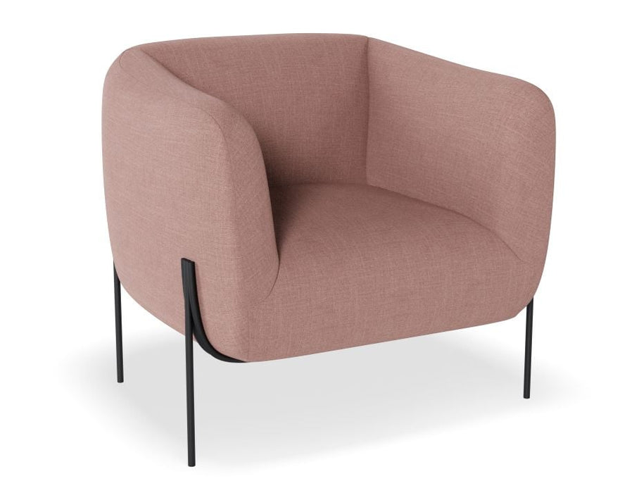 Belle Lounge Chair - Blush Pink - Brushed Matt Gold Legs