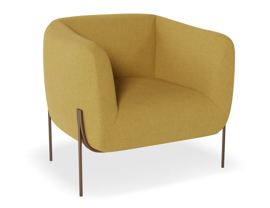 Belle Lounge Chair - Tuscan Yellow - Brushed Matt Gold Legs