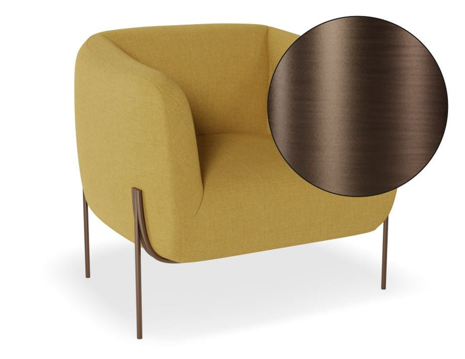 Belle Lounge Chair - Tuscan Yellow - Brushed Matt Gold Legs