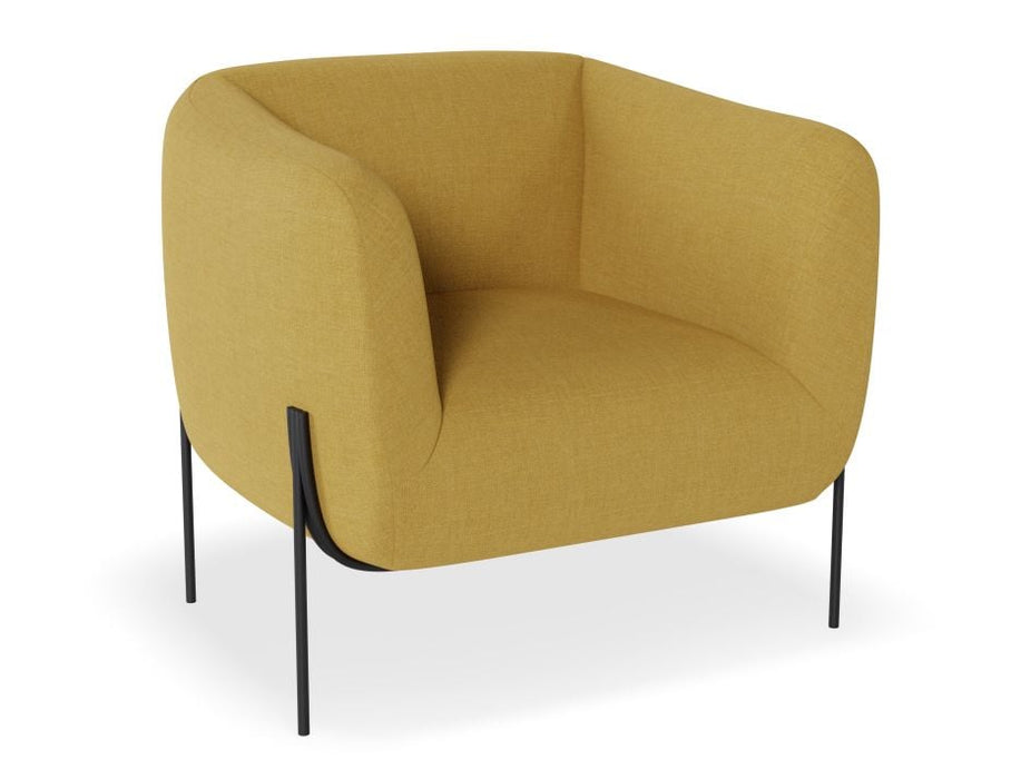 Belle Lounge Chair - Tuscan Yellow - Brushed Matt Gold Legs