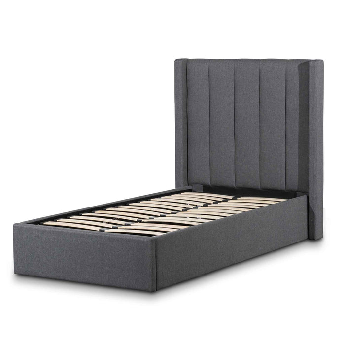 CBD6358-YO Fabric Single Bed Frame - Charcoal Grey with Storage