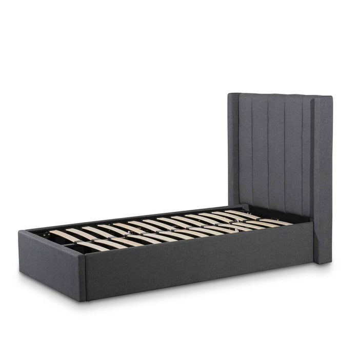 CBD6358-YO Fabric Single Bed Frame - Charcoal Grey with Storage