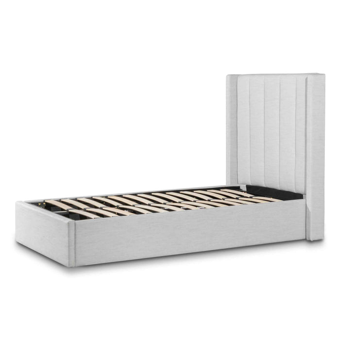 CBD6359-YO Fabric Single Bed Frame - Pearl Grey with Storage