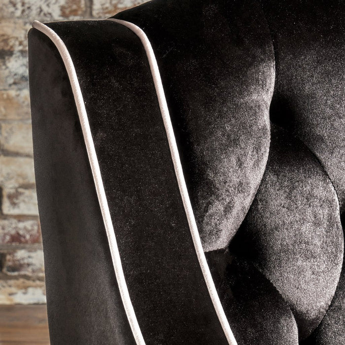 Lara Two Tone Tufted Black New Velvet Club Armchair