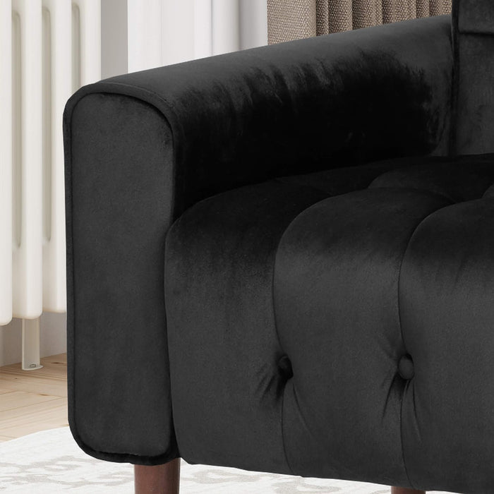 Lewisham Black Tufted Velvet Armchair