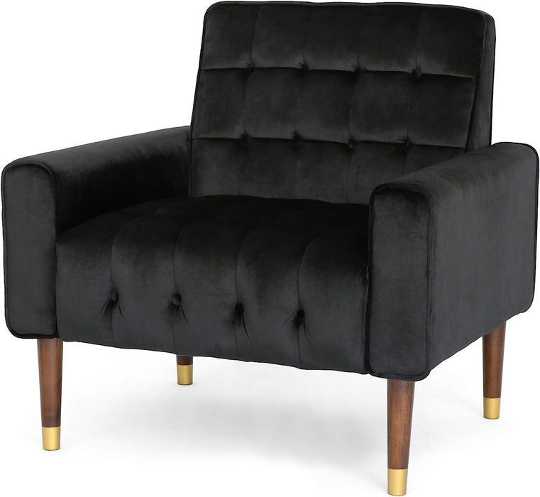 Lewisham Black Tufted Velvet Armchair