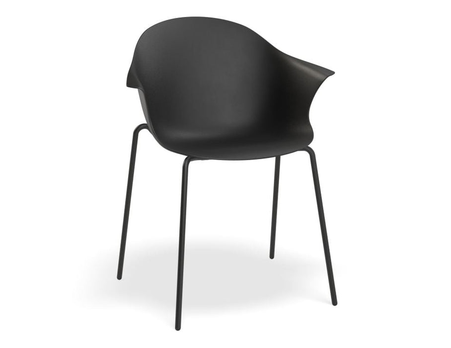 Pebble Armchair Black with Shell Seat - Pyramid Fixed Base