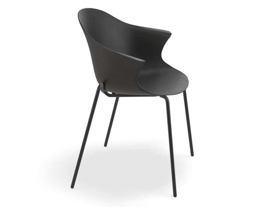 Pebble Armchair Black with Shell Seat - Pyramid Fixed Base with Castors