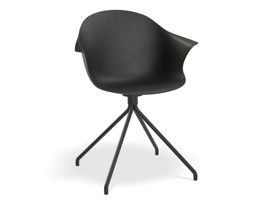 Pebble Armchair Black with Shell Seat - Pyramid Fixed Base with Castors