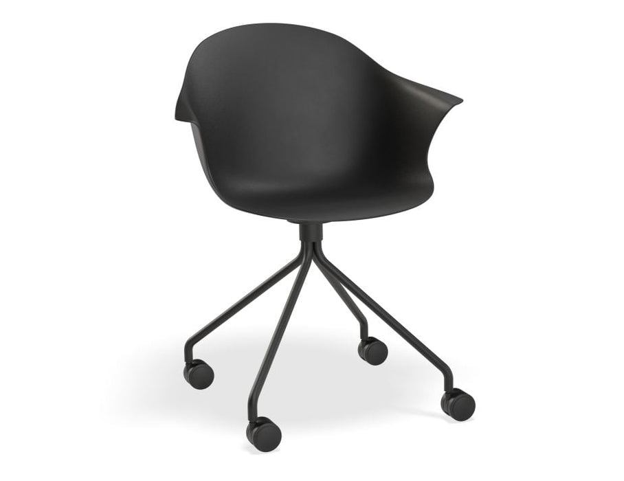 Pebble Armchair Black with Shell Seat - Natural Beechwood Base