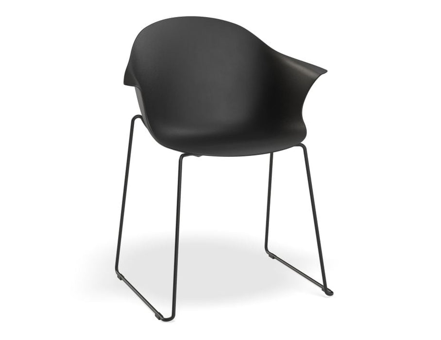 Pebble Armchair Black with Shell Seat - Pyramid Fixed Base