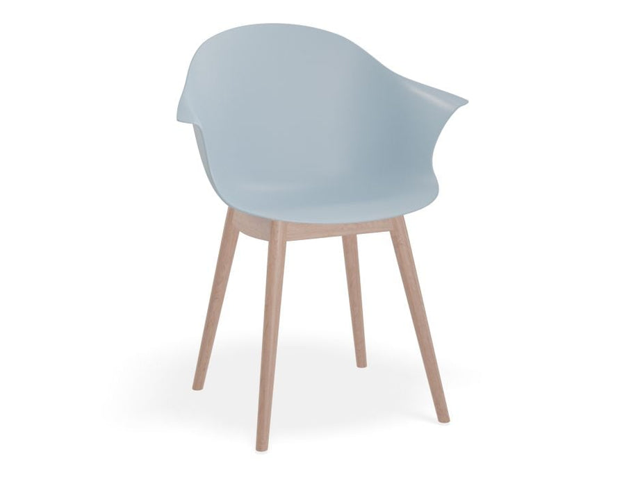 Pebble Armchair Pale Blue with Shell Seat - Pyramid Fixed Base with Castors