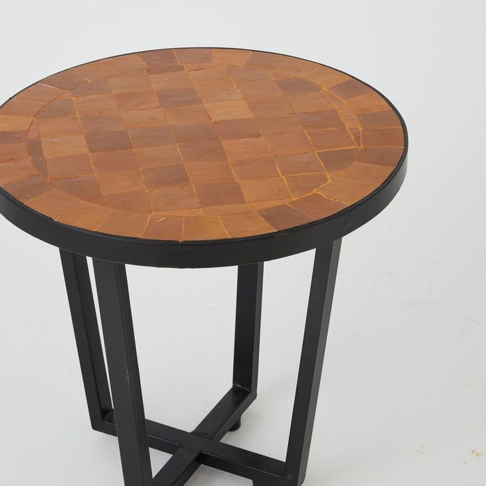 Zellige tiled side table Burnt Orange