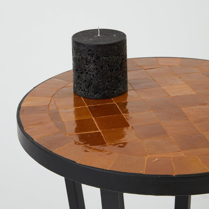 Zellige tiled side table Burnt Orange