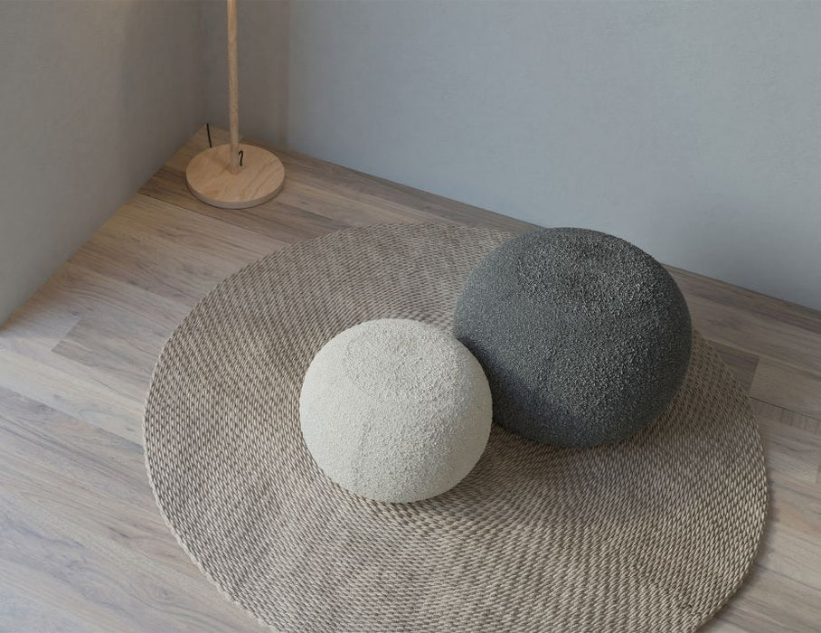 Ronde Pouf in Stone Boucle - Small