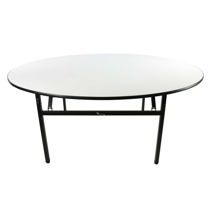 Durafurn Brooklyn 1830DIA Banquet Table - White / Black T Mould Edging