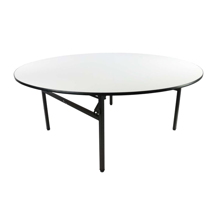 Durafurn Brooklyn 1830DIA Banquet Table - White / Black T Mould Edging