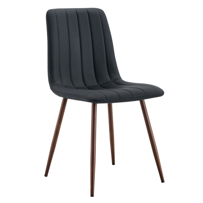 Tobias Dining Chair - Black with Walnut Legs (Set of 2)