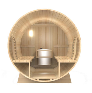 Kylin 4 Person Outdoor Barrel Sauna NYS-8M2 With Covered Porch