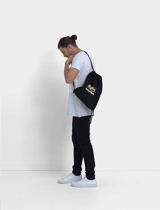 Kylin Black Nylon Sport Drawstring Bag