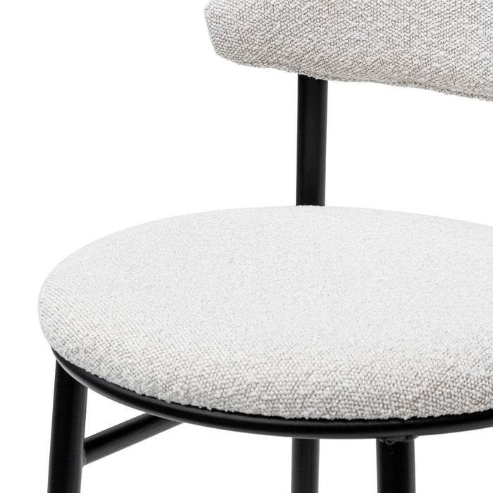 CBS6995-SD 65cm Bar Stool - Moon White Boucle and Black Legs (Set of 2)